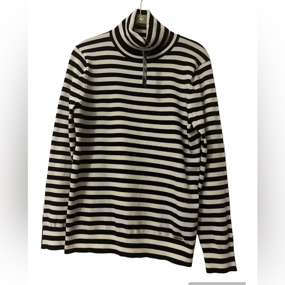 Tommy Hilfiger size L turtleneck sweater NWT, navy and white .